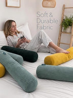 Long Cylinder Pillow Corduroy Lumbar Pillow Neck Roll Throw Pillow - Image 5