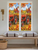 Window Privacy Film Frosted, Orange Fall Pumpkins Reusable Static Cling Window Tints, Thanksgiving Farmhouse Maple Leaves Heat Control Windows Films for Offices, Balcony, 29.5 x 118 Inches - Image 5