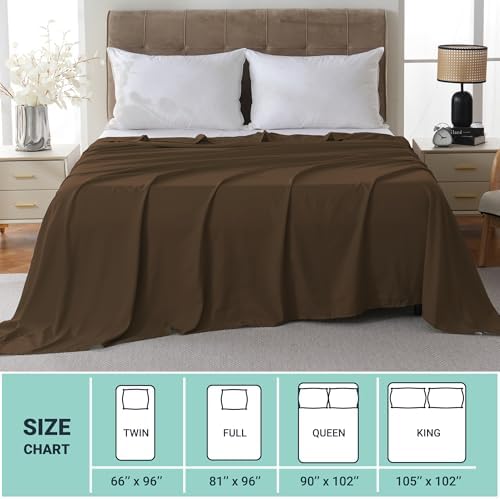 ZPECC King Flat Sheets Only Brown 6 Pack, Color-Coded Hem Threads - Image 5
