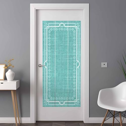 Window Privacy Film Frosted, Turquoise Botanical Non-Adhesive Static Cling Window Tint, Vintage Florals Geometric Minimalist Insulated Windows Frosted Films for Living Room, 35.4 x 78.7 Inches - Image 3