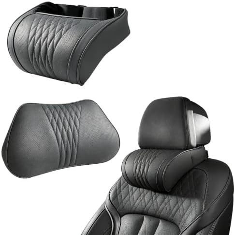 Universal Memory Foam Car Headrest Neck Pillow, Ergonomic Support (Black,Set) by Dododox