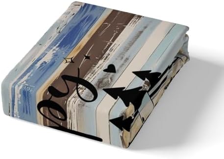 Happy Camping Bedding Set Farmhouse Brown Blue Wood Barn Comforter Cover Set for Kids Teens Bedroom Decor RV Camper Travelling Duvet Cover Microfiber Breathable Bedspread Full Size(No Filler) - Image 5
