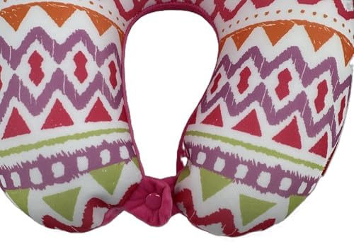 Bookishbunny 2pcs Micro Bead Set U Shaped Neck Travel Pillow 12" x 12" x 4" and Roll Back Pillow Cushion 13" x 7", Various Designs (Pink Wave) - Image 4