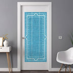 Window Privacy Film Frosted, Azure Blue Botanical Non-Adhesive Static Cling Window Tint, Vintage Florals Geometric Minimalist Insulated Windows Frosted Films for Living Room, 35.4 x 78.7 Inches - Image 3
