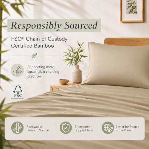 TOSMO Luxury Pillow Case Set of 2 - Cooling Viscose Derived from Bamboo, Oeko-TEX, Breathabl Silky Soft Pillow Cases with Envelope Closure (King / 20x36, Dune) - Image 3