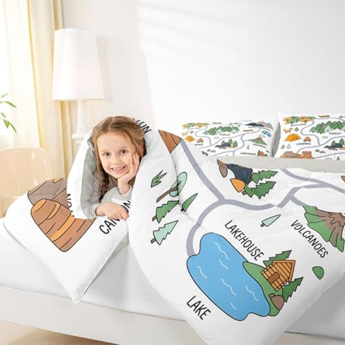 Erosebridal Forest Camping Theme Twin Bedding Set for Kids Girls Boys, Camping Lover Gifts Bed Comforter Set, Outdoor RV Camper Quilt Sets, Rustic Mountain Cabin Room Decor (1 Pillowcase) - Image 7
