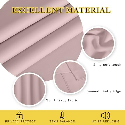 NICETOWN Baby Pink Curtains for Nursery, Sliding Glass Door Grommet Thermal Insulated Blackout Curtain Room Divider Sound Reducing Window Treatment for Kids Room/Bedroom, 1 Panel, W100 x L84 - Image 3