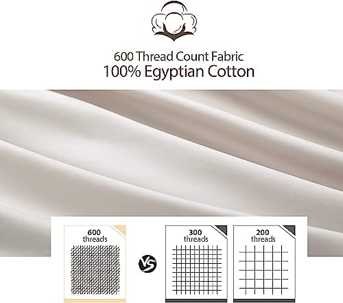 100% Egyptian Cotton Pillow Protectors Set of 4 King Size - Image 2