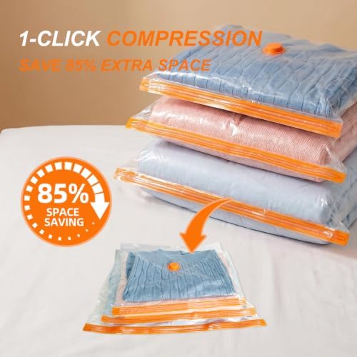 Vacuum Storage Bags with Electric Pump, 9-Pack Space Saver Bags for Clothes, Blankets, Comforters & Pillows, Reusable Vacuum Seal Bags with Wide Opening, 3 Sizes for Closet, Under Bed & Travel - Image 2