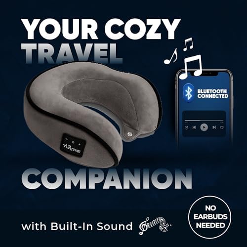 Bluetooth Music Neck Pillow Plus+ Thicker Support Wireless Bluetooth Speaker Suitable Airplane,Train,Car,Office,Outdoor Camping for Sleeping, Resting The Best Travel Essentials. (Dark Gray) - Image 4
