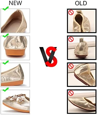 KUNWFNIX Women Ballet Flats Rhinestone Wedding Ballerina Shoes Foldable Sparkly Comfort Slip on Flat Shoes - Image 6