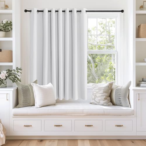 NICETOWN Room Darkening Greyish White Curtain for Bedroom, Grommet Thermal Insulated Room Divider Light Blocking Window Treatment Privacy Drapes, 1 Panel, W100 x L63 by NICETOWN