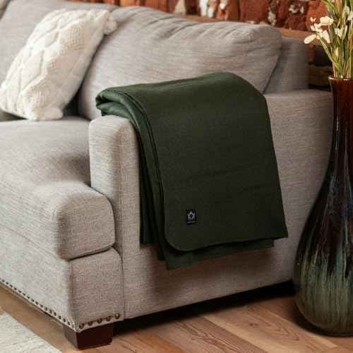 Arcturus Tahoe Wool Bed Blanket | Soft, Breathable Wool Blanket for Year-Round Comfort - Queen Size (90"x 96") | Thick, Washable & Warm (Olive Green) - Image 6