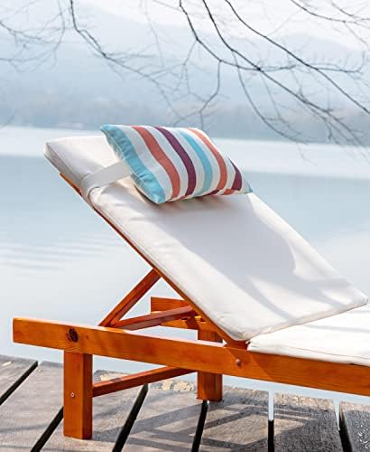 Outdoor Beach Chair Head Resting Pillow, Pool Lounge Chair Pillows with Insert and Adjustable Elastic Stripe for Recliner Sunbrella Neck Attachment, 2 Pack Size 11”*16” Strip II Red - Image 2