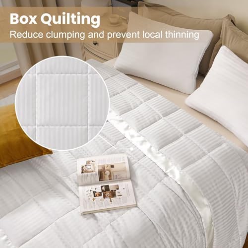 downluxe Down Alternative Blanket for Bed, Satin Trim, King, Ivory - Image 2