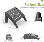 GREENVINES Adirondack Ottoman, HDPE Plastic, Grey - Image 2