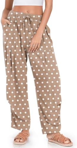 TARSE Womens Linen Barrel Pants Casual Summer Travel Lounge Trousers by TARSE