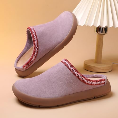 UBFEN Womens 100% Genuine Suede Mules Arch Support Indoor Outdoor Slippers - Image 6