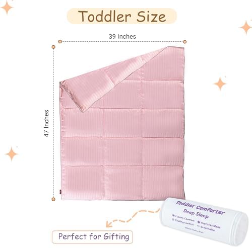 ZPECC Toddler Down Alternative Comforter, 39" x 47", Pink Stripe - Image 2