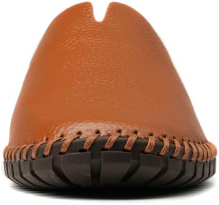 Men’s Slip-On Loafers Mules Clog Handmade Leather Slippers Hand Stitched no-Heel Casual Shoes for Men Breathable Comfortable Soft - Image 2