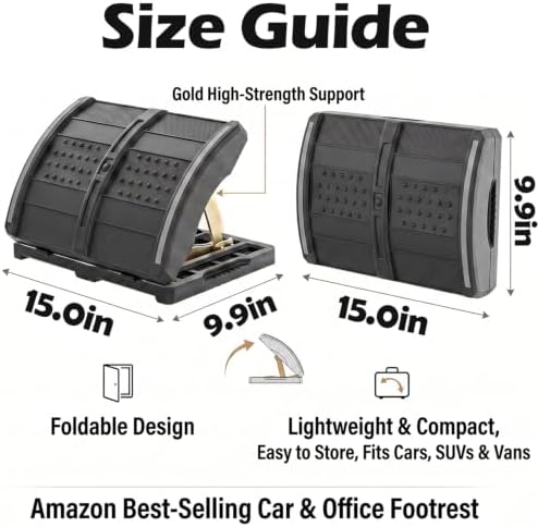 Ergonomic Foot Rest Under Desk, Foldable & Portable 7-Level Foot Stool, Dual-Side Massage Surface, Under Desk Footrest for Office, Home, Car - Image 2