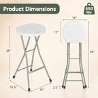 GYMAX Folding Stool, 28in Barstool with Handle 550lbs Free Assembly - Image 3