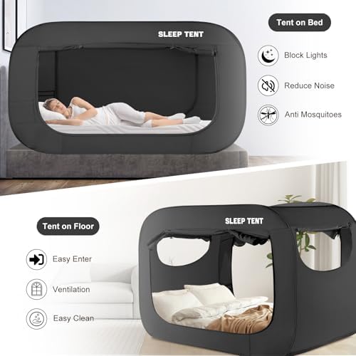 Bed Tent Canopy Twin Pop Up Blackout Privacy Sleep Tent for Kids and Adult - Image 3
