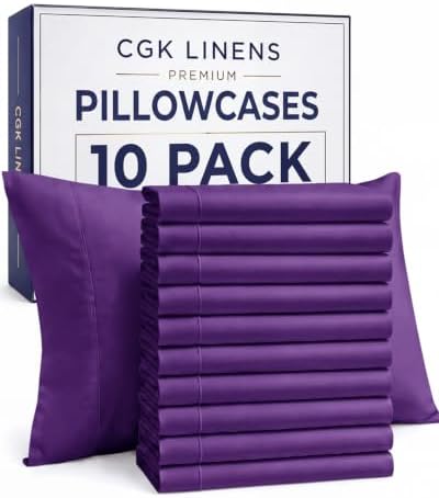 King Pillow Cases - 10 Pack Soft Pillowcase Covers - 20" x 40" (Purple) by CGKUnlimited