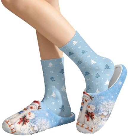 Womens Cozy Furry House Slippers Mid Crew Socks Indoor Outdoor - Image 2