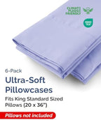 King Standard Pillow Cases - 6 Pack Pillowcase Covers, 20" x 36" - Lavender - Image 2