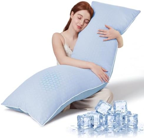 YZ HOME Cooling Body Pillow for Adults,Cold Touch Fabric(Bule,20"x54") by YZHOME