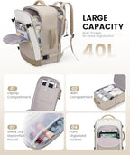 LOVEVOOK Large Travel Backpack for Women, TSA Carry on Backpack for Airplanes, 40L Personal Item Travel Bag for Women fits 17" Laptop,Waterproof Carry on Bag Airplane Approved with 3 Packing Cubes - Image 3