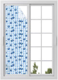 Window Privacy Film Frosted, Blue Blueberry Reusable Static Cling Window Tints, Checkered Fruits Farmhouse Art Heat Control Windows Films for Offices, Balcony, 29.5 x 118 Inches by Unknown