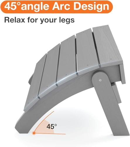 YEFU Folding Adirondack Ottoman Outdoor Set of 4, Grey - Image 4