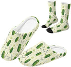 Jeiento Fuzzy Slippers and Sock Set Women's Warm Cozy Memory Foam House Shoes Soft Slip-on Slides by Jeiento