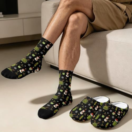 Jeiento Fuzzy Slippers and Sock Set Women's Warm Cozy Memory Foam House Shoes Soft Slip-on Slides - Image 3