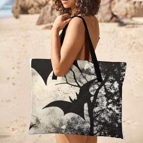 Gothic Black Bat Extra Large Picnic Blankets Waterproof Foldable Beach Blanket Waterproof Sandproof Outdoor Packable Camping Blanket with Zip 79"x79" - Image 2