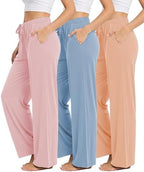 Sexy Basics 3 Pack Buttery Soft Pajama Pants for Women | Comfy Casual Lounge Pajama Bottoms | Drawstring & Pockets Pj by SexyBasics