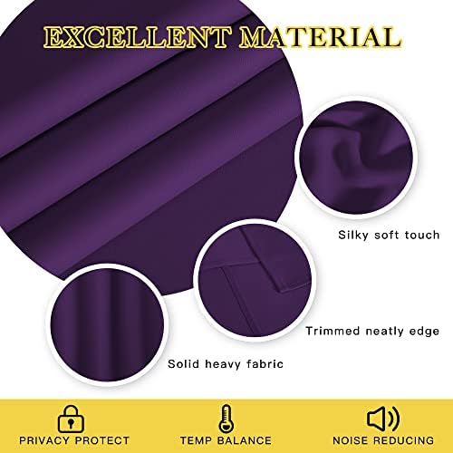 NICETOWN Patio Blackout Curtain Panels - Extra Wide Sliding Door Thermal Insulated Drape, Privacy Room Divider Curtain for Bedroom Office (Royal Purple, 66 x 118 Inch Long) - Image 2