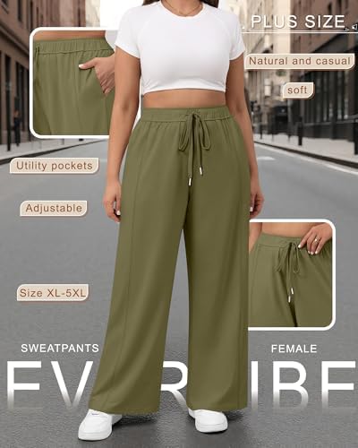 Evervibe 3 Pack Women's Plus Size Wide Leg Pants Baggy Sweatpant - Image 4