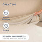 Split King 7 Piece Bed Sheet Set - Comfy, Breathable & Cooling - Cream - Image 6