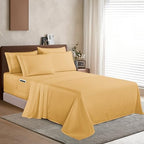 Elegant Comfort 1500 Premium Quality 6-Piece Bed Sheet Set - 18-24 Inch Extra Deep Pocket, Smart Storage Pockets, Wrinkle Free Ultra Soft 6PC Extra Deep Pocket Sheets, Queen, Gold - Image 3