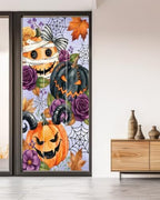 Window Privacy Film Frosted, Pumpkins Halloween Non-Adhesive Static Cling Window Tint, Black Horror Purple Floral Vintage Insulated Windows Frosted Films for Living Room, 35.4 x 78.7 Inches - Image 5
