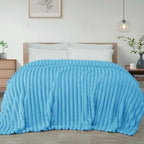 Exclusivo Mezcla Striped King Size Fleece Blanket for Bed, Blue by ExclusivoMezcla