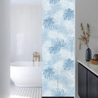 Window Privacy Film Frosted, Sky Blue Palm Trees Tropical Reusable Static Cling Window Tints, Summer Beach Botanical Heat Control Windows Films for Offices, Balcony, 29.5 x 118 Inches - Image 3