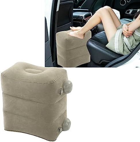 Inflatable Foot Rest Pillow, Portable Travel Foot Rest for Airplane Car Office Home, PVC Flocking Inflatable Footrest Cushion to Improve Circulation and Relieve Fatigue (Dark Gray) - Image 7