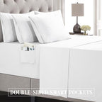 Elegant Comfort Luxury Soft 4-Piece 1500 Premium Hotel Quality Bed Sheet Set with Extra Deep Pockets 18-24 Inch, Wrinkle Free, Storage Pockets, Extra Deep Pocket 4PC Sheets, Twin, White - Image 5