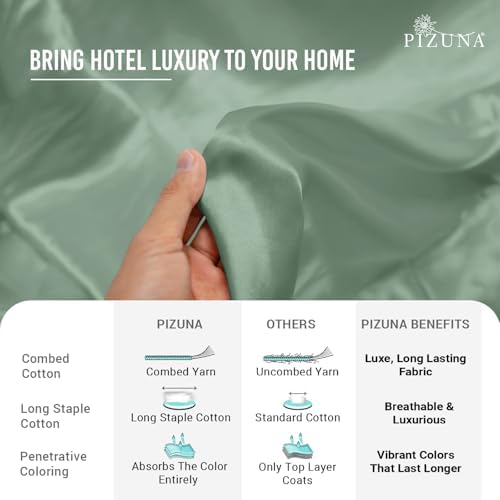 Pizuna 100% Cotton Twin Sheet Set 600 Thread Count Sea Foam - Image 4