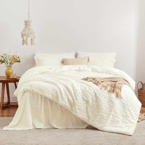 Love's cabin Seersucker Ivory Queen Comforter Set, 7-Piece Bed in a Bag - Image 2