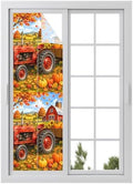 Window Privacy Film Frosted, Orange Fall Pumpkins Reusable Static Cling Window Tints, Thanksgiving Farmhouse Maple Leaves Heat Control Windows Films for Offices, Balcony, 29.5 x 118 Inches by Unknown